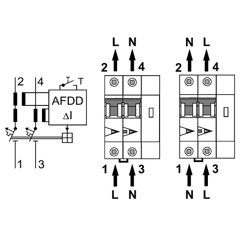 Schrack AFDD+RCBO- Dispozitiv Protectie arc electric 2P, 20A, 30mA, curba C, 10kA, tip A, 3M - imagine 3