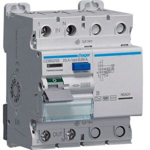 Hager RCCB- Întrerupător Diferențial 2P (1P+N), 25A,  30mA, 10kA, tip B, 4M, Bi-Connect