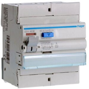 Hager RCCB- Întrerupător Diferențial 4P (3P+N), 63A, 100mA, tip A, 4M