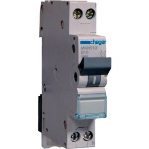 Hager MCB- Disjunctor 2P (1P+N), 10A,  6kA, curbă B, 1M