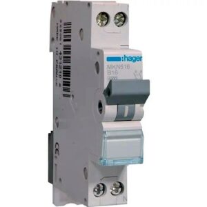 Hager MCB- Disjunctor 2P (1P+N), 16A,  6kA, curbă B, 1M
