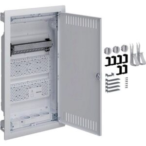 Hager Volta Multimedia- Tablou electric 36 module, incastrat zidarie, usa metalica, 3 prize Schuko, IP30