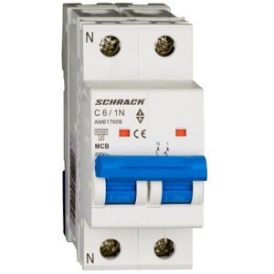 Schrack MCB AMPARO- Disjunctor 2P (1P+N),  6A,  6kA, curbă C, 2M