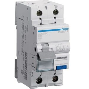 Hager RCBO- Disjunctor diferențial 2P (1P+N), 10A,  10mA, curbă B,  6kA, tip A, 2M, QuickConnect