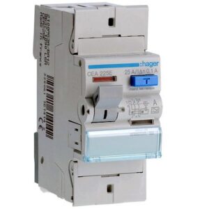 Hager RCCB- Întrerupător Diferențial 2P (1P+N), 25A, 100mA,  6kA, tip A, 2M, Bi-Connect
