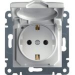 Lumina Soul- Priza SCHUKO (mecanism cu tasta frontala), cu capac, alb lucios