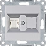 Lumina Soul- Priza date 1 x RJ45 (mecanism cu tasta frontala), Cat.6 FTP, argintiu