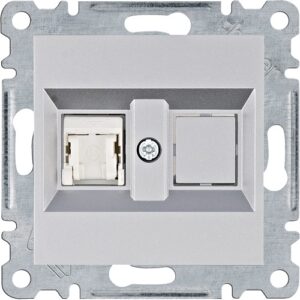 Lumina Soul- Priza date 1 x RJ45 (mecanism cu tasta frontala), Cat.5e FTP, argintiu