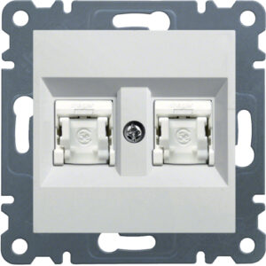 Lumina Soul- Priza date 2 x RJ45 (mecanism cu tasta frontala), Cat.6 FTP, alb lucios