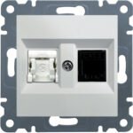 Lumina Soul- Priza telefon RJ11 + date RJ45 (mecanism cu tasta frontala), alb lucios