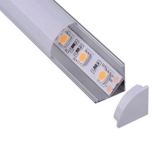 Profil banda LED 16x16x2000, Aluminiu, cu dispersor, de colt, aparent, IP44