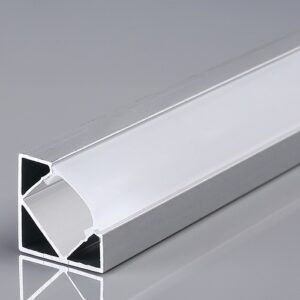Profil banda LED 18x18x2000, Aluminiu, cu dispersor, de colt, aparent, IP44