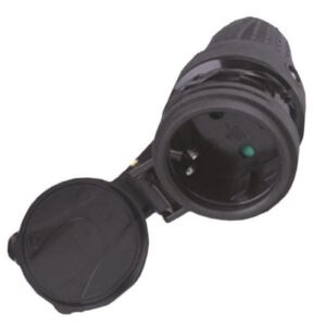 Cupla 16A SCHUKO, 240V, cauciuc, cu capac protectie, IP44