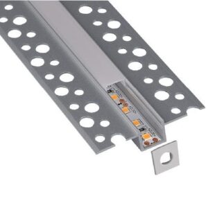 Profil banda LED 6,5x17x2000, Aluminiu, cu dispersor, incastrat gips-carton, IP44