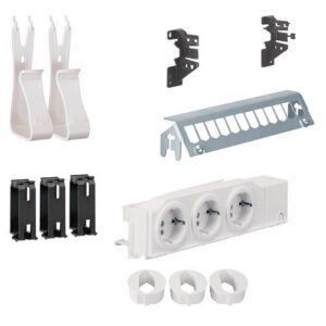 Hager Multimedia- Modul priza Schuko tripla, Patch panel 12 porturi, suport multimedia (kit)