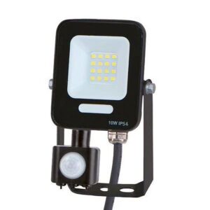 Proiector LED,  10W, 6500K (alb rece), 240V, senzor miscare, negru, IP54