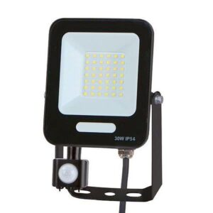 Proiector LED,  30W, 6500K (alb rece), 240V, senzor miscare, negru, IP54