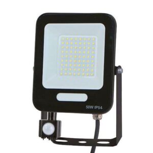 Proiector LED,  50W, 6500K (alb rece), 240V, senzor miscare, negru, IP54
