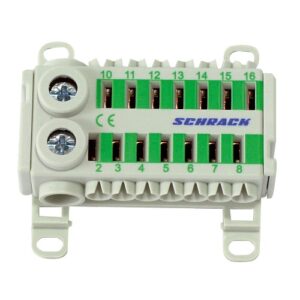 Schrack- Clema impamantare (PE), 16 borne, verde, conexiune rapida