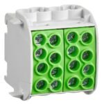Schrack- Clema derivatie 1P, 35mm², izolata, verde, 4in/4out, conexiune Al/Cu