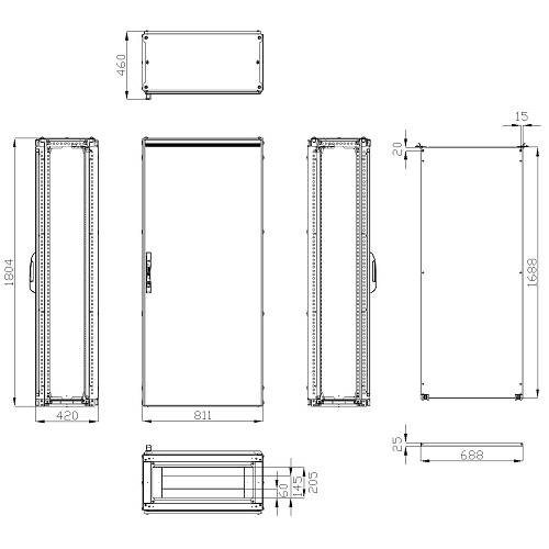 Schrack AT- Dulap Electric Metalic 1800x 800x400, Contrapanou, 1 usa, inseriabil, IP55 - imagine 3