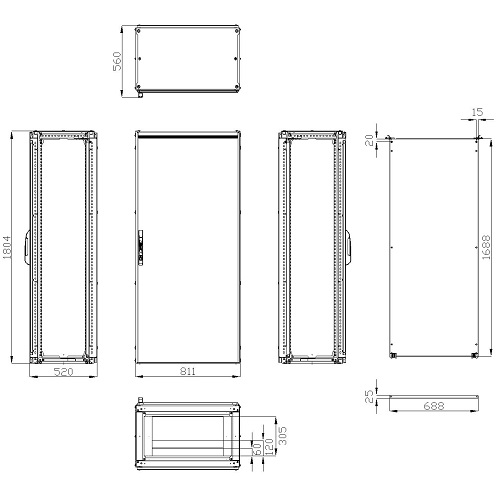 Schrack AT- Dulap Electric Metalic 1800x 800x500, Contrapanou, 1 usa, inseriabil, IP55 - imagine 3