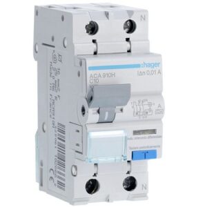 Hager RCBO- Disjunctor diferential 2P (1P+N), 10A, 10mA, curba C, 6kA, tip A, 2M