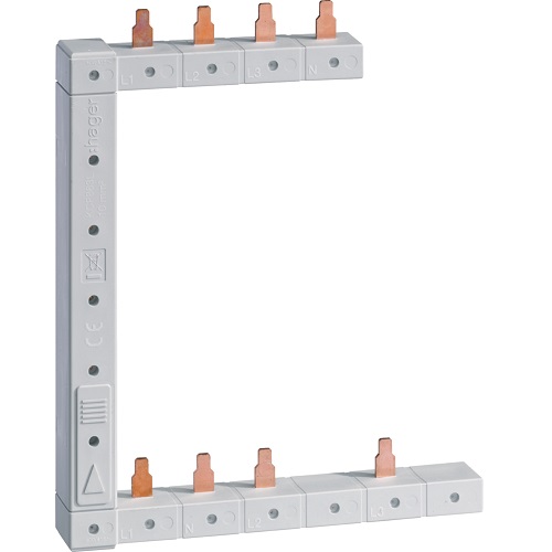 Hager- Bareta Busbar faza (L), 4P (3P+N), 63A, pini, 10mmp, 2 rânduri, verticala/stanga