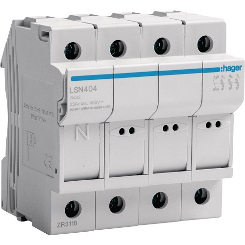 Hager- Separator Port fuzibil 4P (3P+N), 25A, AC, 8x32mm, 4M