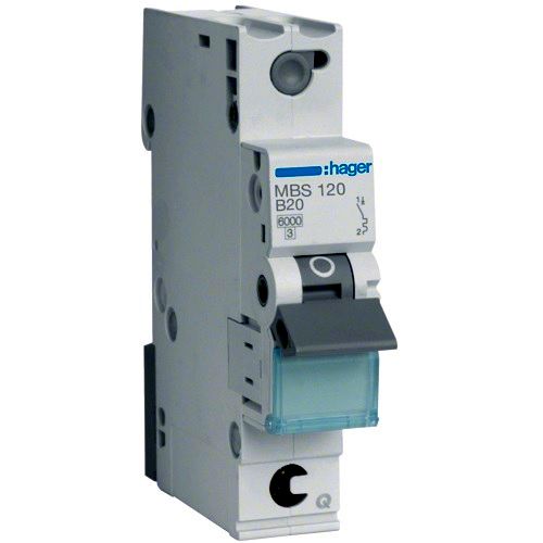 Hager MCB- Disjunctor 1P, 20A, 6kA, curbă B, 1M, QuickConnect