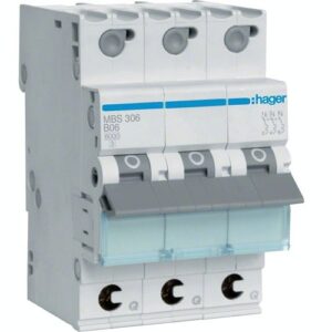Hager MCB- Disjunctor 3P,  6A,  6kA, curbă B, 3M, QuickConnect