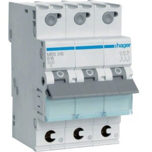 Hager MCB- Disjunctor 3P, 16A,  6kA, curbă B, 3M, QuickConnect
