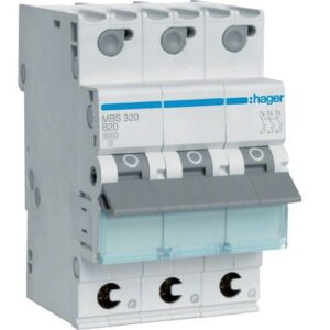 Hager MCB- Disjunctor 3P, 20A,  6kA, curbă B, 3M, QuickConnect