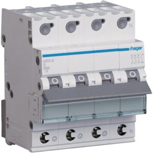 Hager MCB- Disjunctor 4P (3P+N), 63A,  6kA, curbă B, 4M, QuickConnect