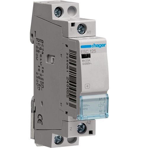 Hager- Contactor 1P, 25A, 230V, 1ND, 1M