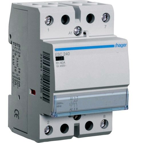 Hager- Contactor 2P, 40A, 230V, 2ND, 3M