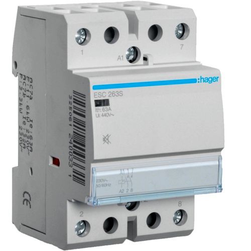 Hager- Contactor 2P, 63A, 230V, 2ND, silentios, 3M