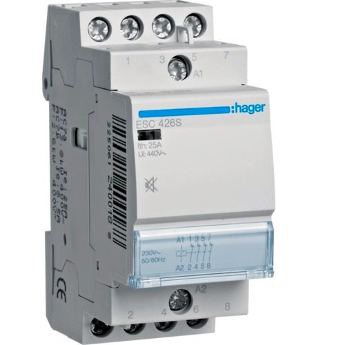 Hager- Contactor 4P, 25A, 230V, 4NI, silentios, 2M