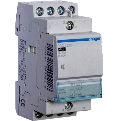 Hager- Contactor 4P, 25A, 230V, 2ND+2NI, silentios, 2M