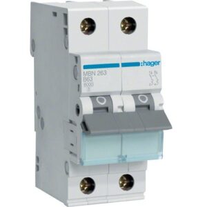 Hager MCB- Disjunctor 2P, 63A,  6kA, curba B, 2M, Bi-Connect