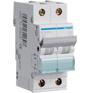 Hager MCB- Disjunctor 2P,  0,5A,  6kA, curba C, 2M, Bi-Connect