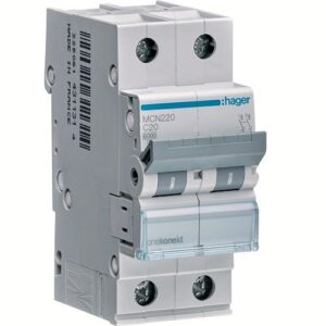 Hager MCB- Disjunctor 2P, 20A,  6kA, curba C, 2M, Bi-Connect