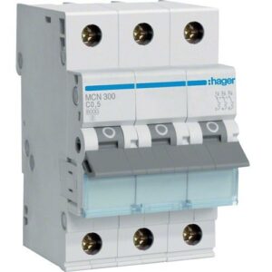 Hager MCB- Disjunctor 3P,  0,5A,  6kA, curba C, 3M, Bi-Connect