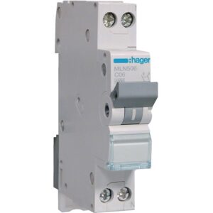 Hager MCB- Disjunctor 2P (1P+N),  6A,  6kA, curba C, 1M