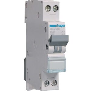 Hager MCB- Disjunctor 2P (1P+N), 20A,  6kA, curba C, 1M