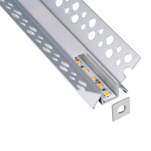 Profil Banda LED 14,4x15,4x2000, Aluminiu, cu dispersor, incastrat gips-carton, colt interior, IP44, PLUS