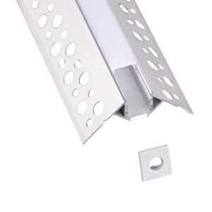 Profil Banda LED 14,4x15,4x2000, Aluminiu, cu dispersor, incastrat gips-carton, colt exterior, IP44, PLUS