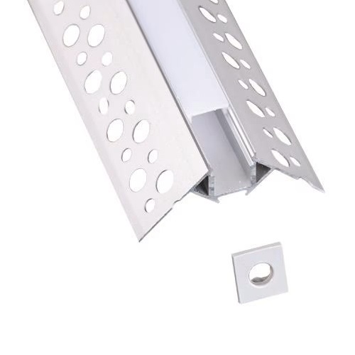 Profil Banda LED 14,4x15,4x2000, Aluminiu, cu dispersor, incastrat gips-carton, colt exterior, IP44, PLUS