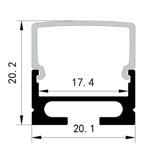 Profil Banda LED 20,2x20,1x2000, Aluminiu, cu dispersor, aparent, IP44, PLUS - imagine 2
