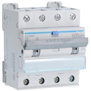 Hager RCBO- Disjunctor diferential 4P, 16A, 30mA, curba C, 6kA, tip A HI, 4M